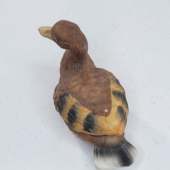 Vintage Duck Ceramic Figurine With Felt Base Brown Mallard Cottage Core - Picture 7 of 8